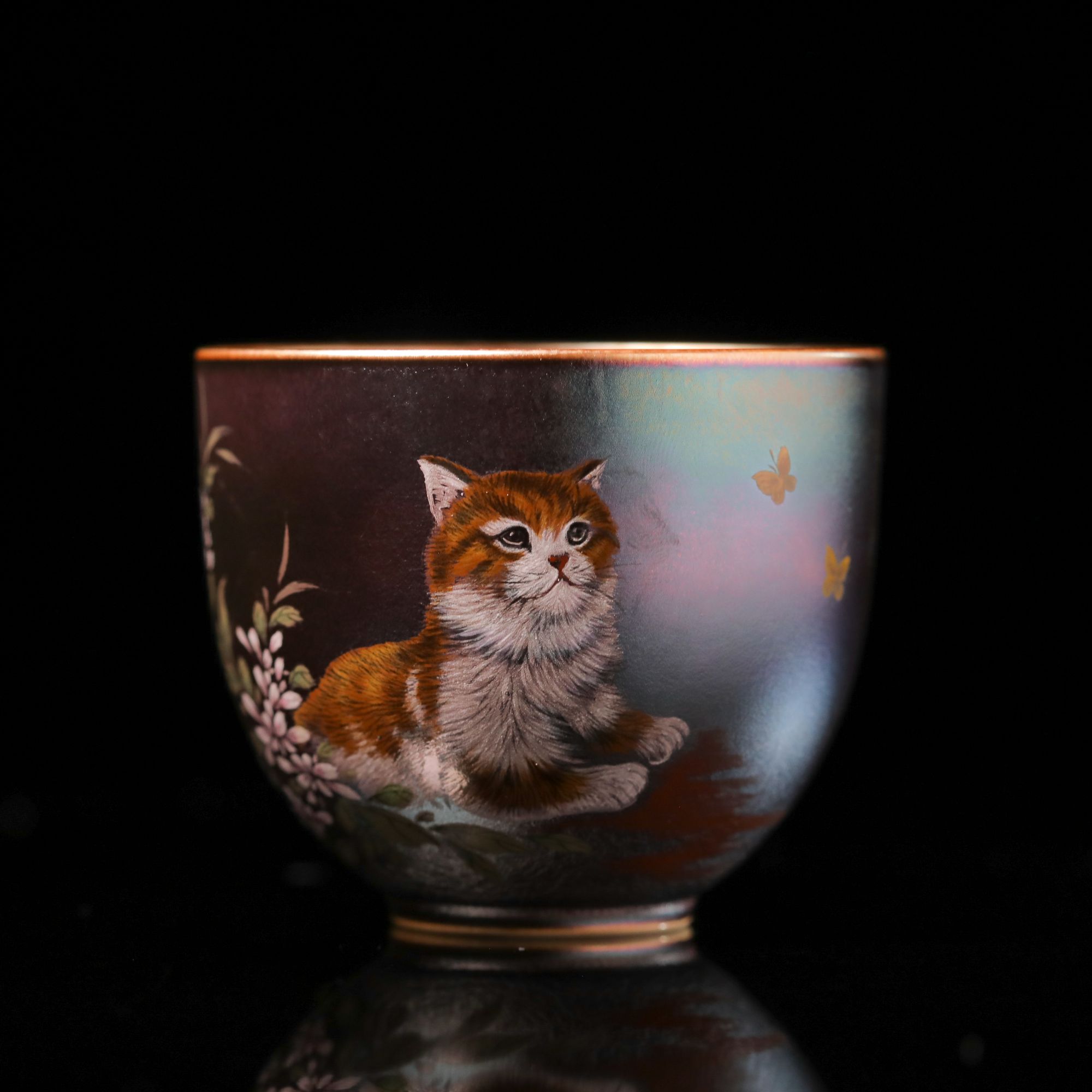 【央网专场】柴房窑宝非遗手绘猫杯 柴烧每只都不同随缘发
