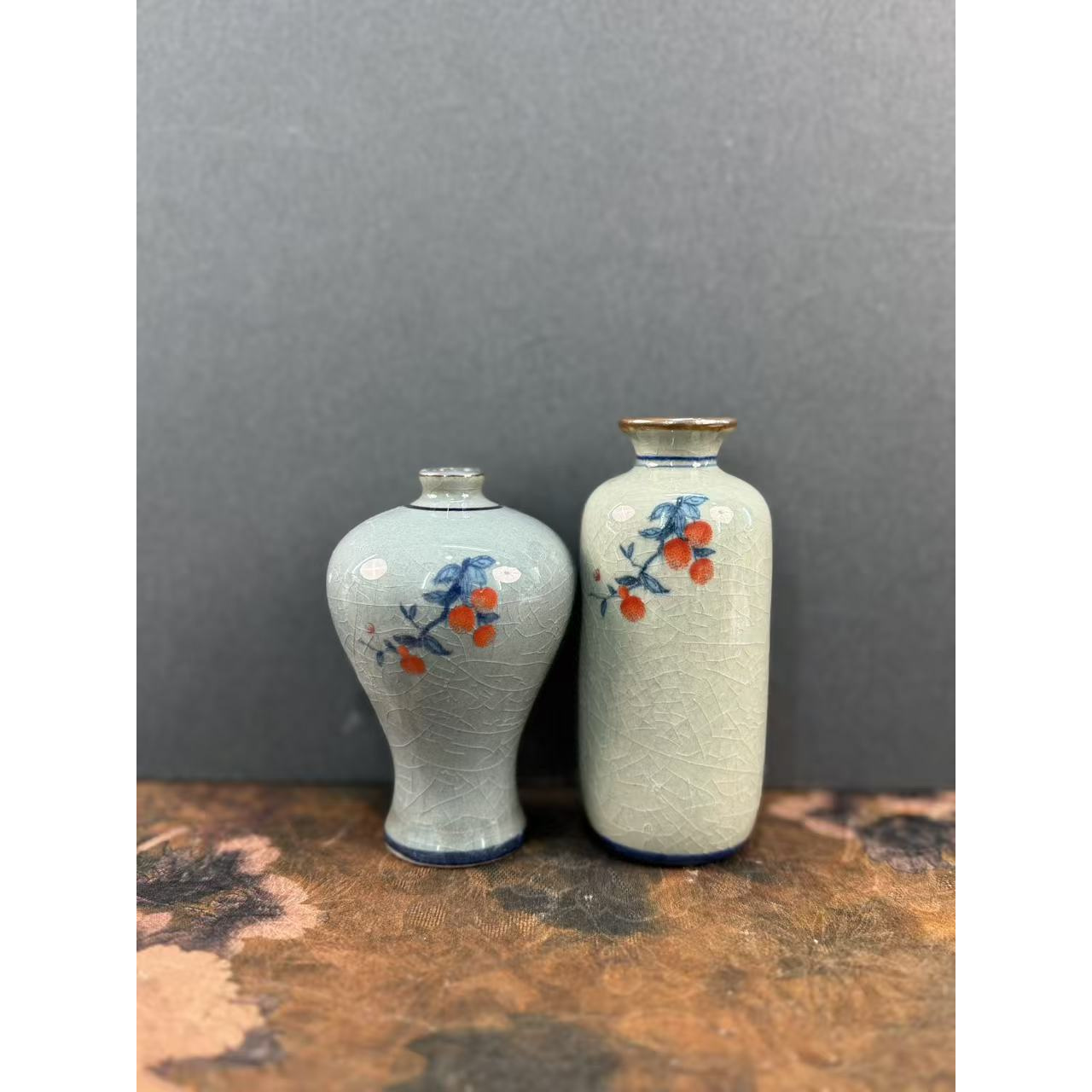 新中式花瓶-手绘荔枝梅瓶+手绘荔枝竖瓶5