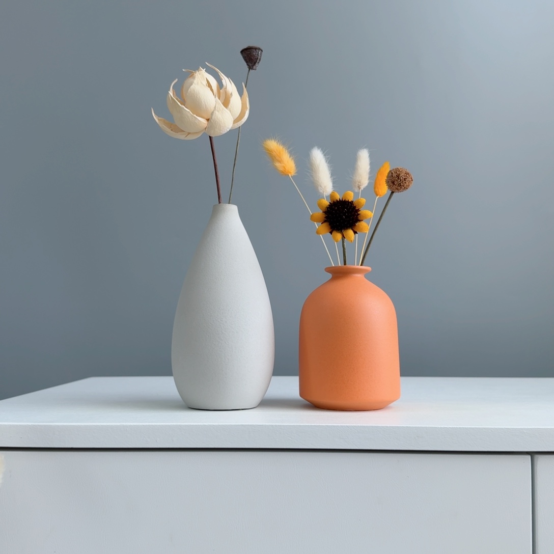 摆件陶瓷小花瓶摆件含花总高约20-30cm