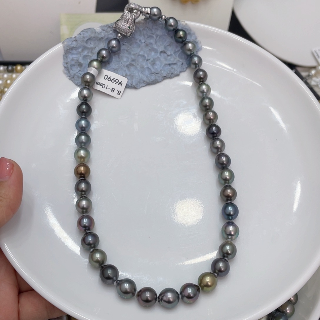 海水珍珠项链未镶嵌彩*大溪地项链8.8-10娟