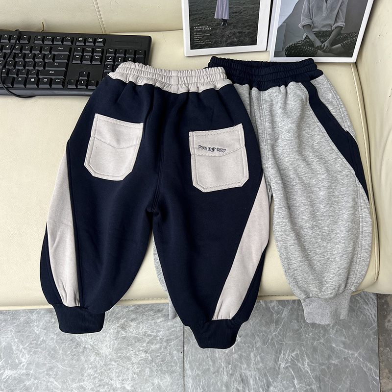 儿童百搭卫裤拼色春秋季童装男童休闲哈伦长裤中小童韩版宽松裤子