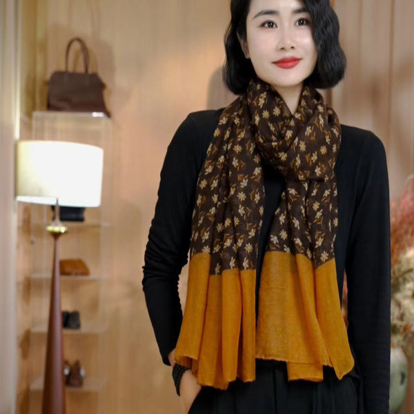 孜禾女款围巾韩版印花长方形秋冬保暖装饰