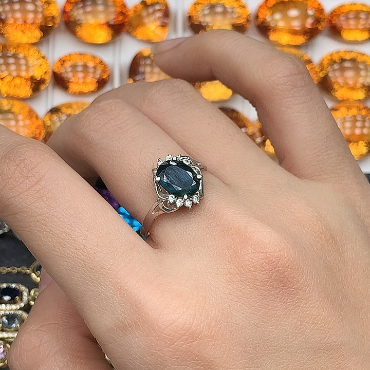 蓝宝石戒指银S925镶嵌