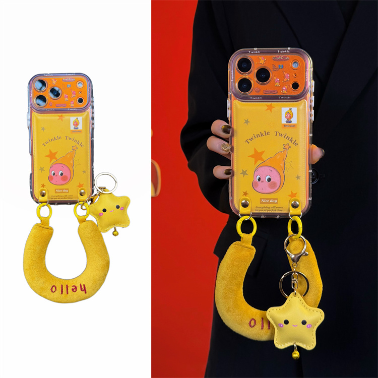 可爱星星人头像皮质气囊腕带适用iPhone17promax手机壳苹果16新15