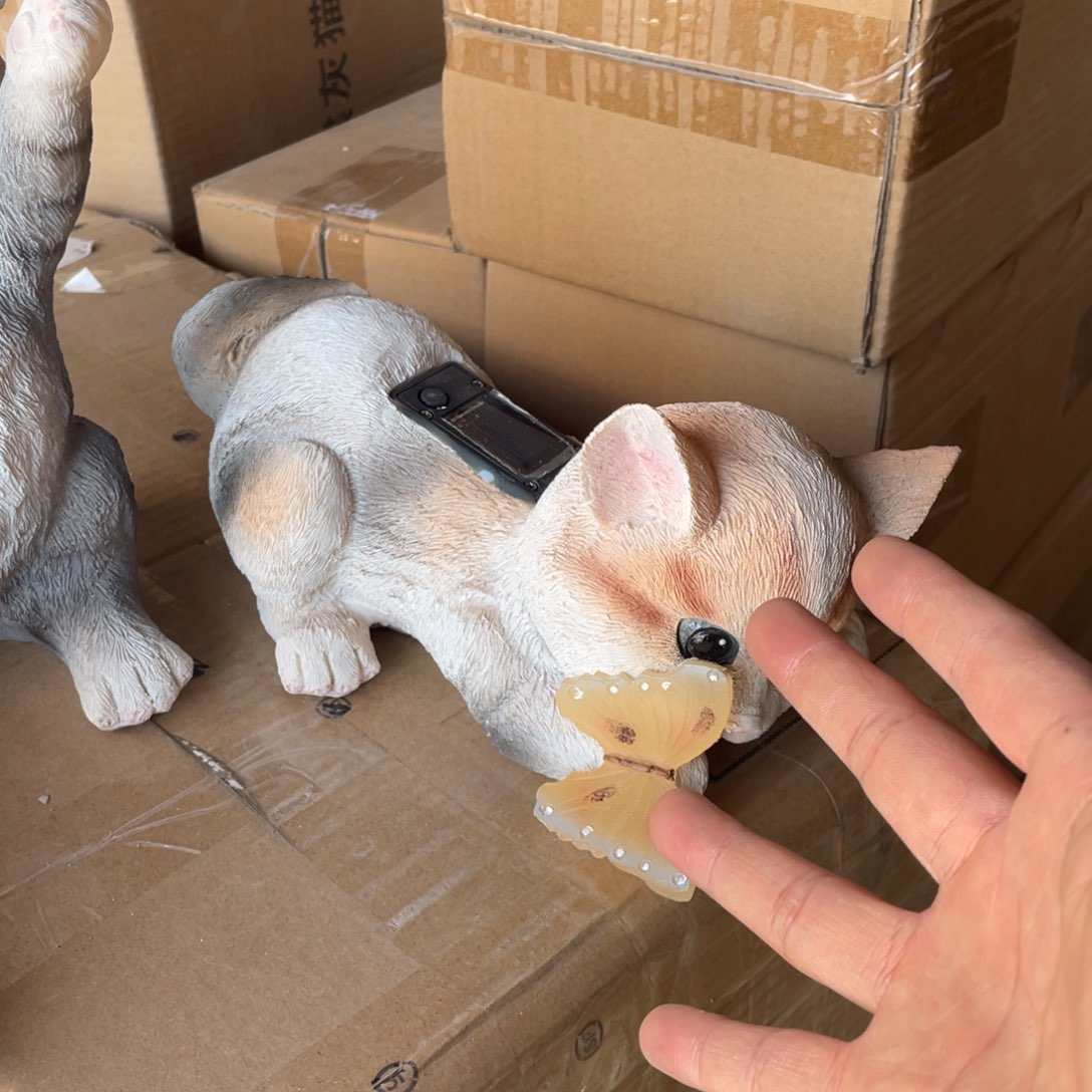 【闪购商品】树脂蝴蝶花猫摆件