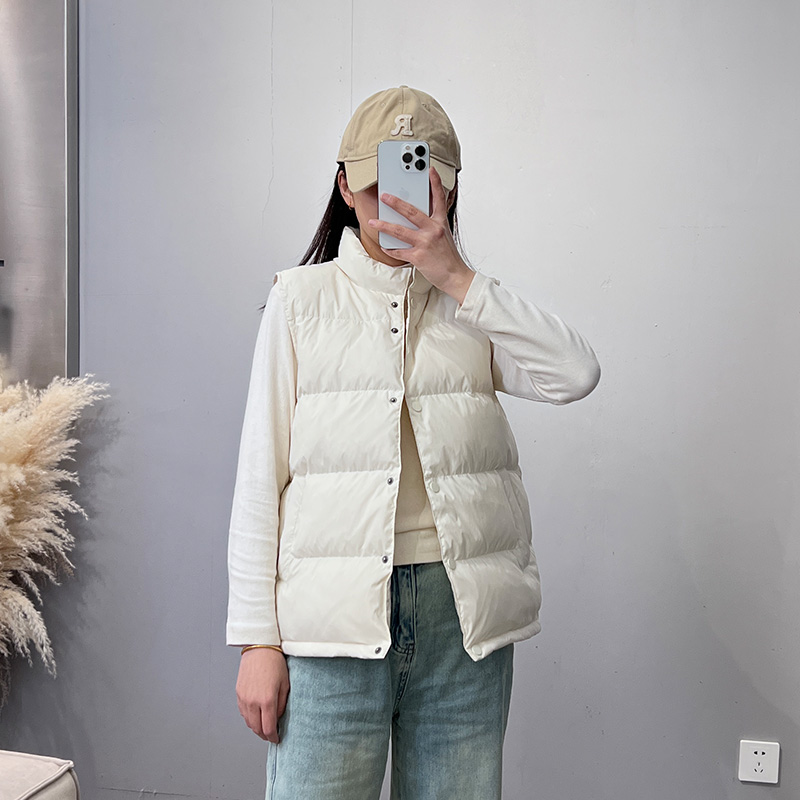 UCUB/若宿新款95白鸭绒马甲女短款韩版外穿宽松立领马甲百搭休