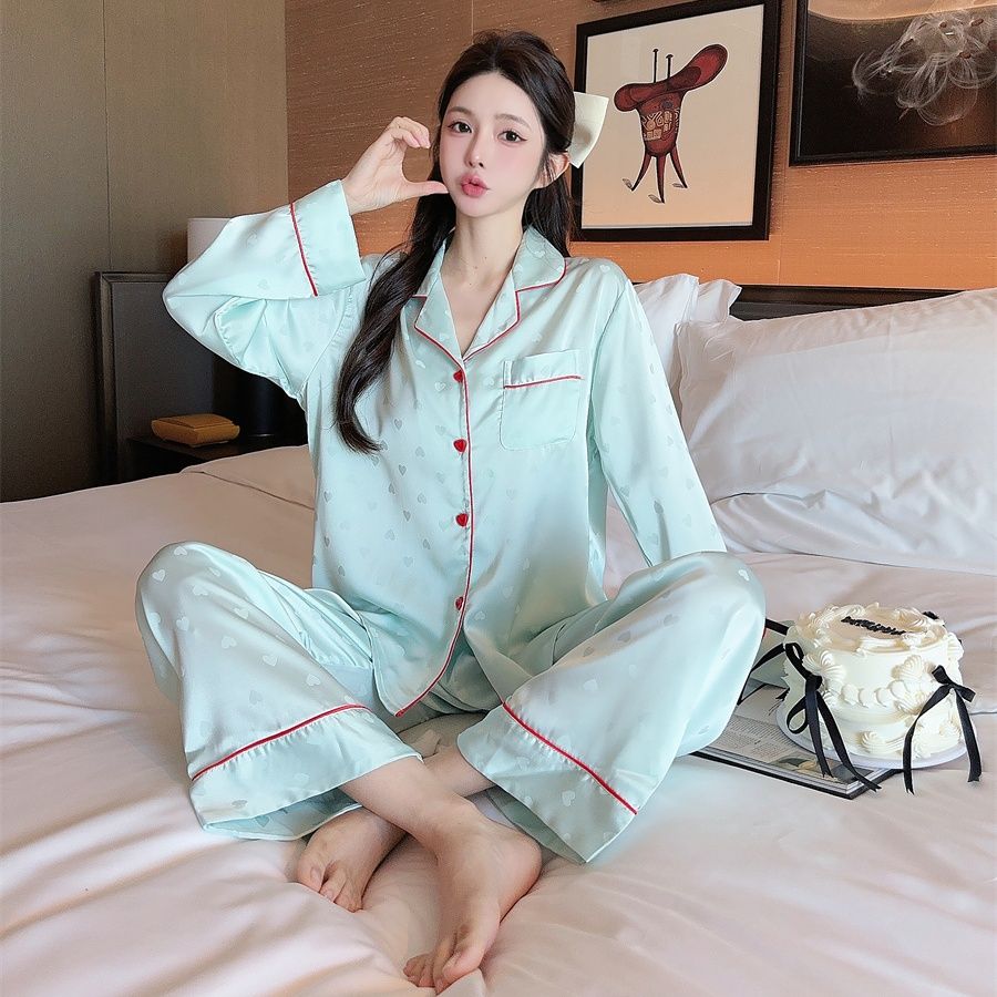 维亚多秘长裤休闲秋季睡衣网红长袖家居服大码家居服套装薄款