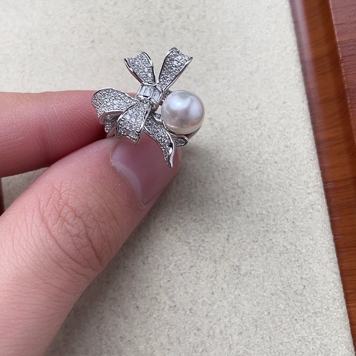 海水珍珠戒圈银S925镶嵌