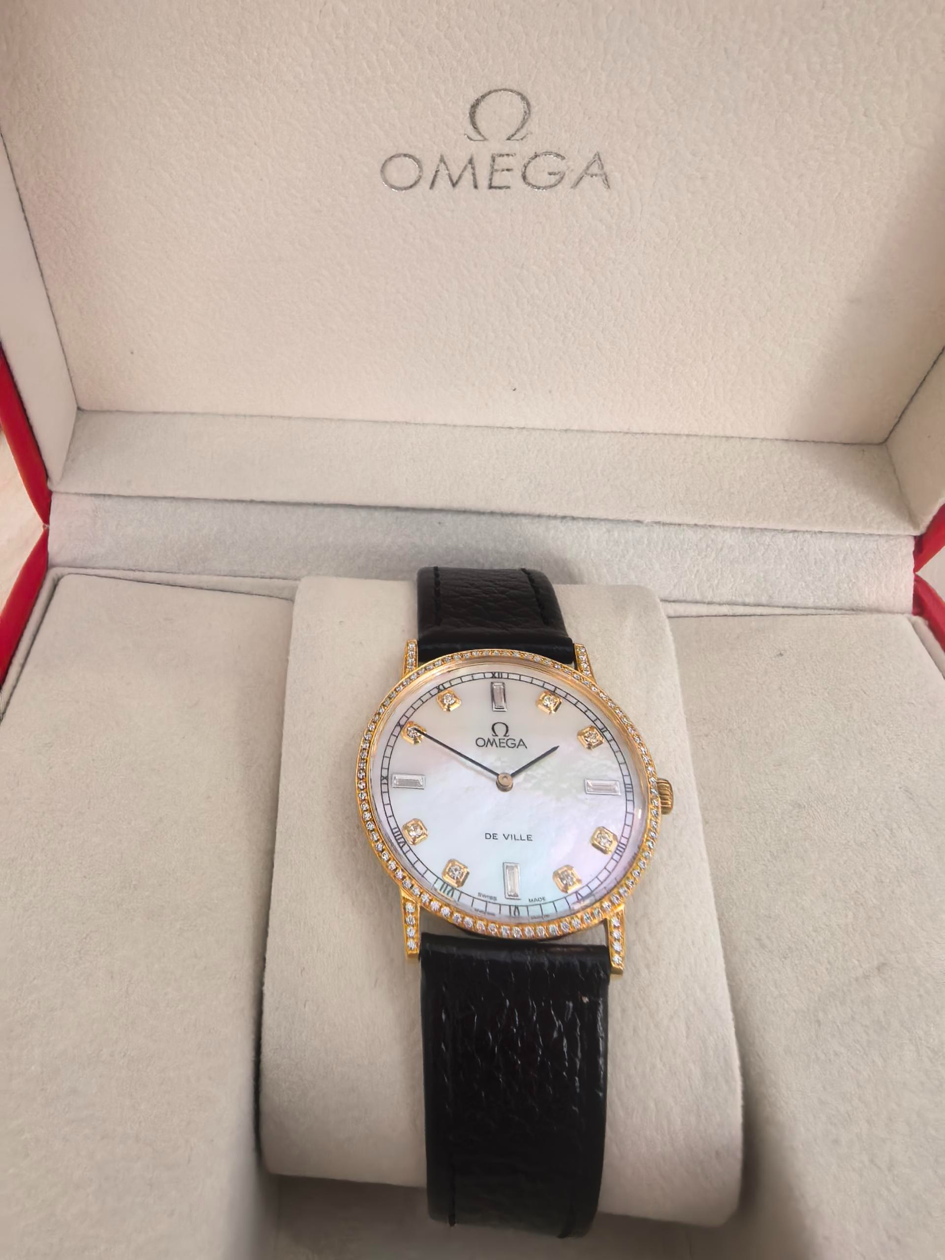 95新 Omega/欧米茄 32mm手动机械HS6894后钻蝶飞系列名表