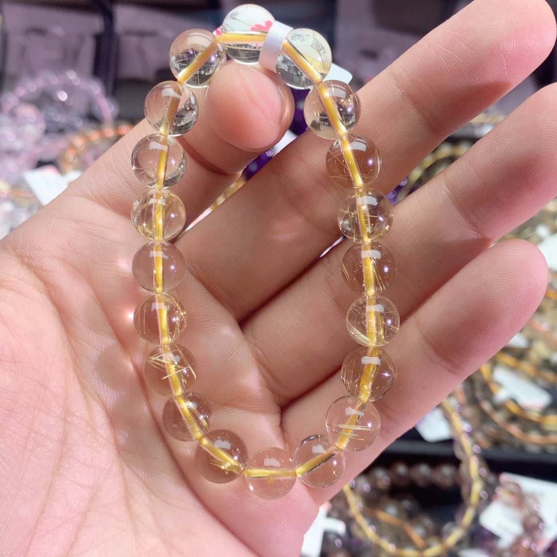 水晶手串未镶嵌蘑****?发晶手链9+