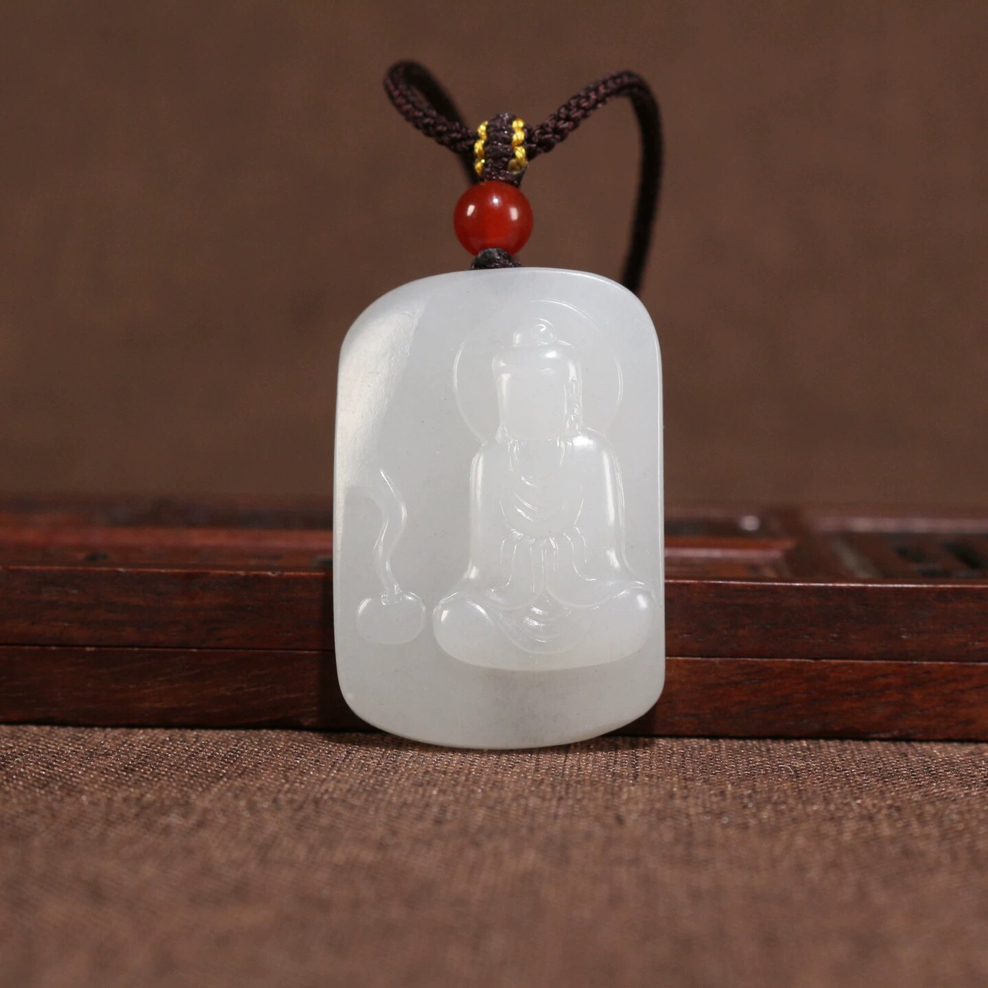 新疆和田白玉青花观音吊坠无相观音菩萨悟道挂件细度好无结构