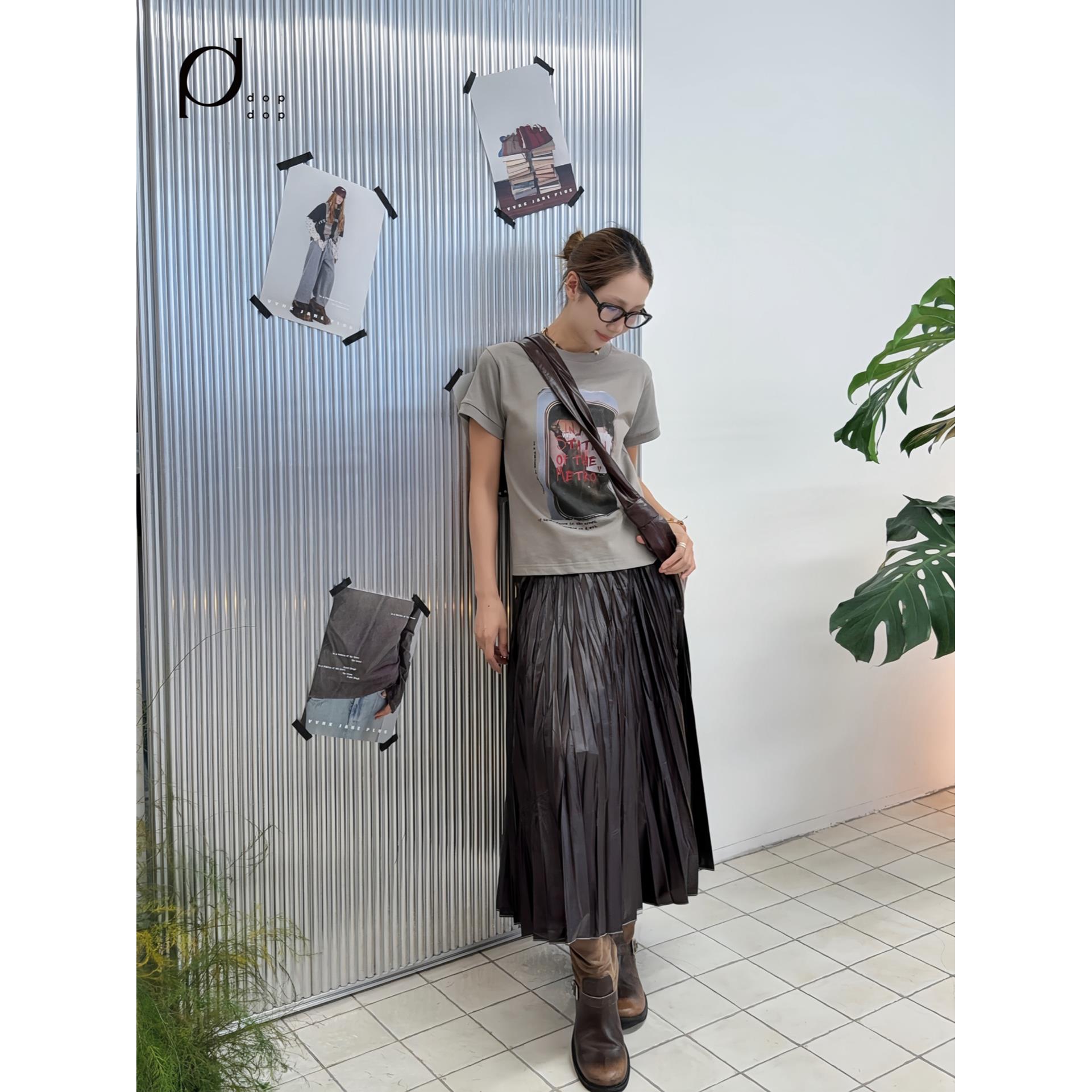 VVNK JANE PLUS2025秋纵向褶皱肌理中长半裙女1680dopdop买手店