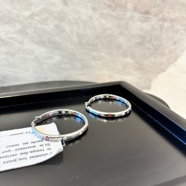 铜合金珐琅耳饰 花花白色耳圈耳环EH3408