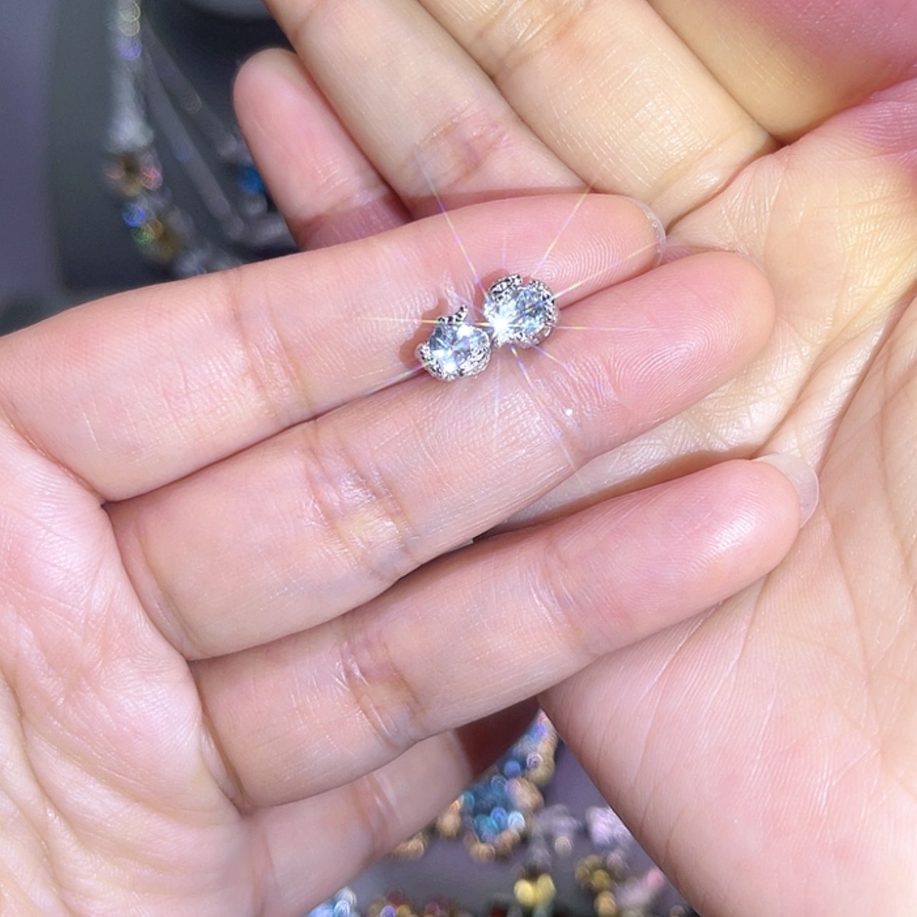 【闪购商品】海蓝宝石耳钉银S925镶嵌