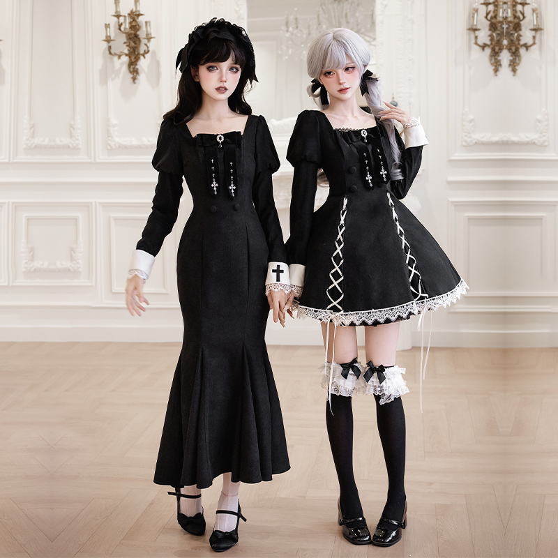 【蔷薇人形】withpuji原创设计 日常鱼尾裙（单件）/加绒斗篷双子秋冬