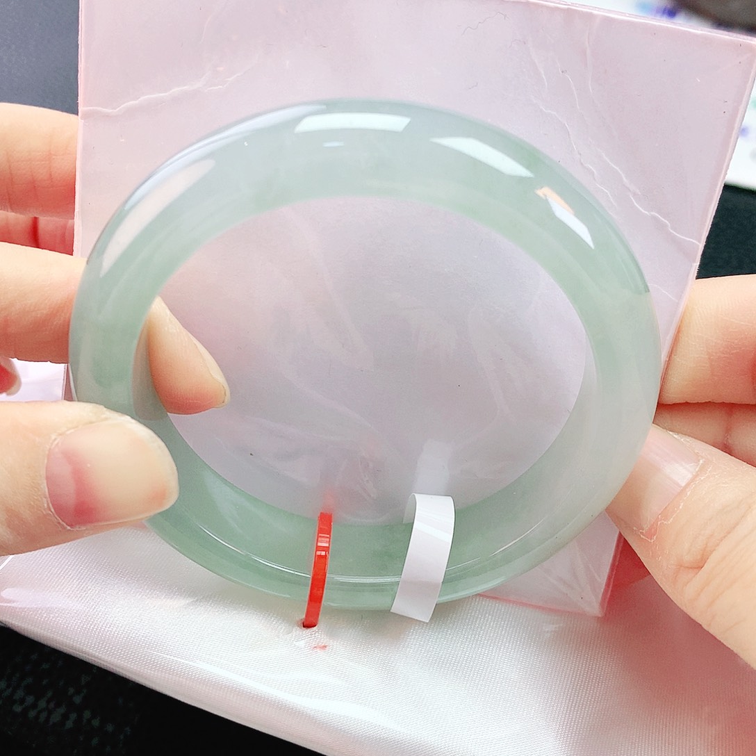 未镶嵌手镯翡翠54+冰透绿