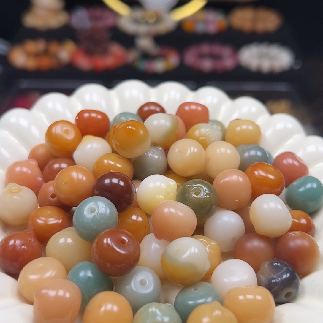 手串菩提根/象牙果卡14糖果色猫头100颗