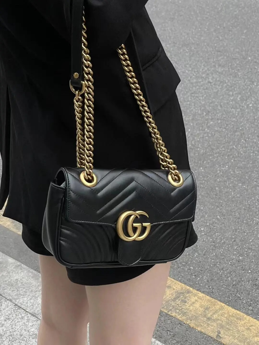 未使用 GUCCI/古驰 marmont22黑金/闲置新/优选