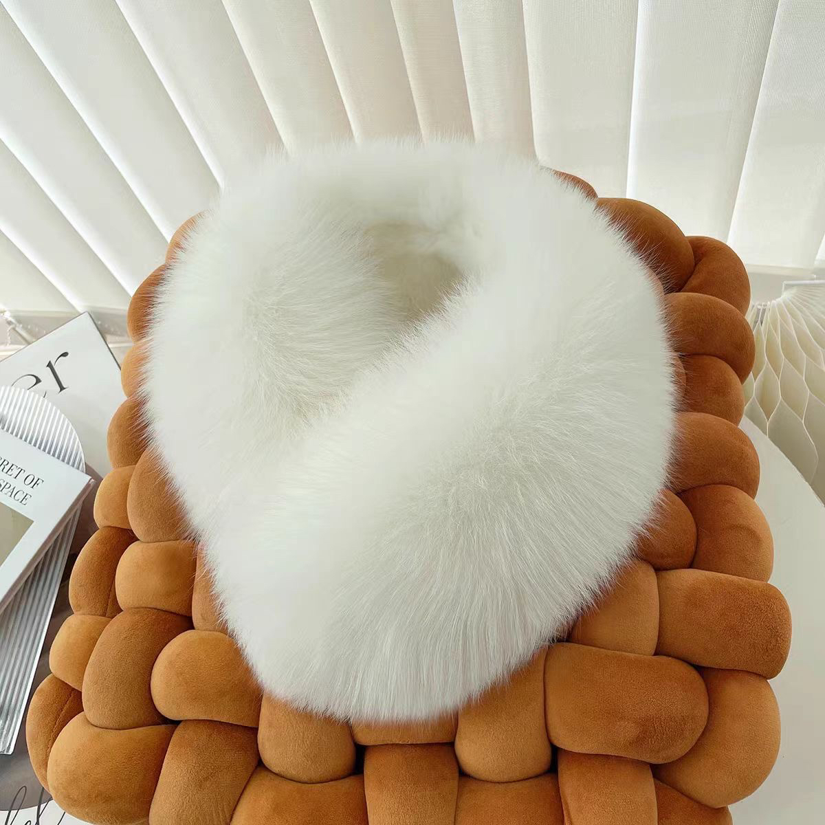 狐狸毛围巾单面毛毛磁吸宽长度55厘米宽度13-14cm