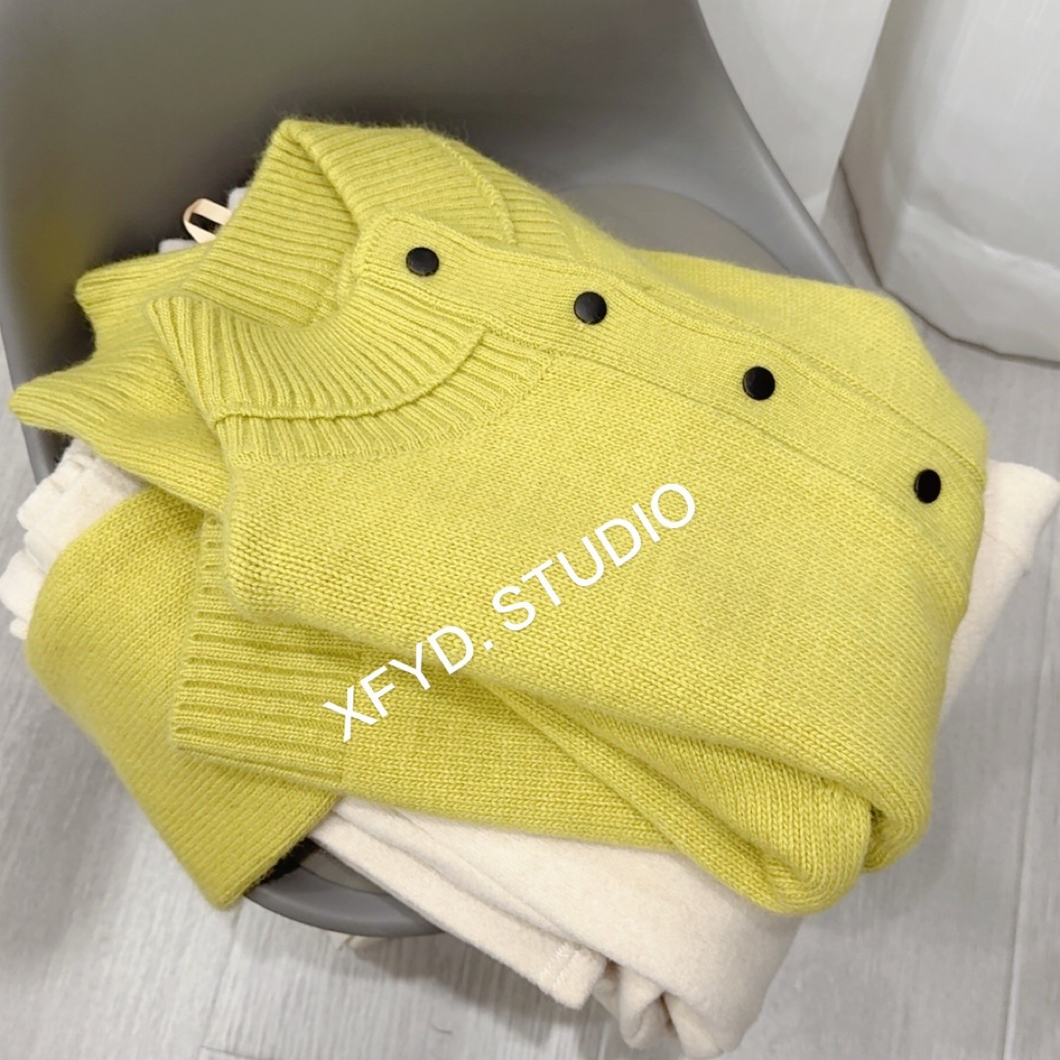 小朵家   ins穿搭#D950氛围感叠层半领 软糯长袖开衫毛衣