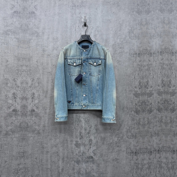 未使用 Prada/普拉达 三角标Logo水洗做旧牛仔夹克/SK362/M码