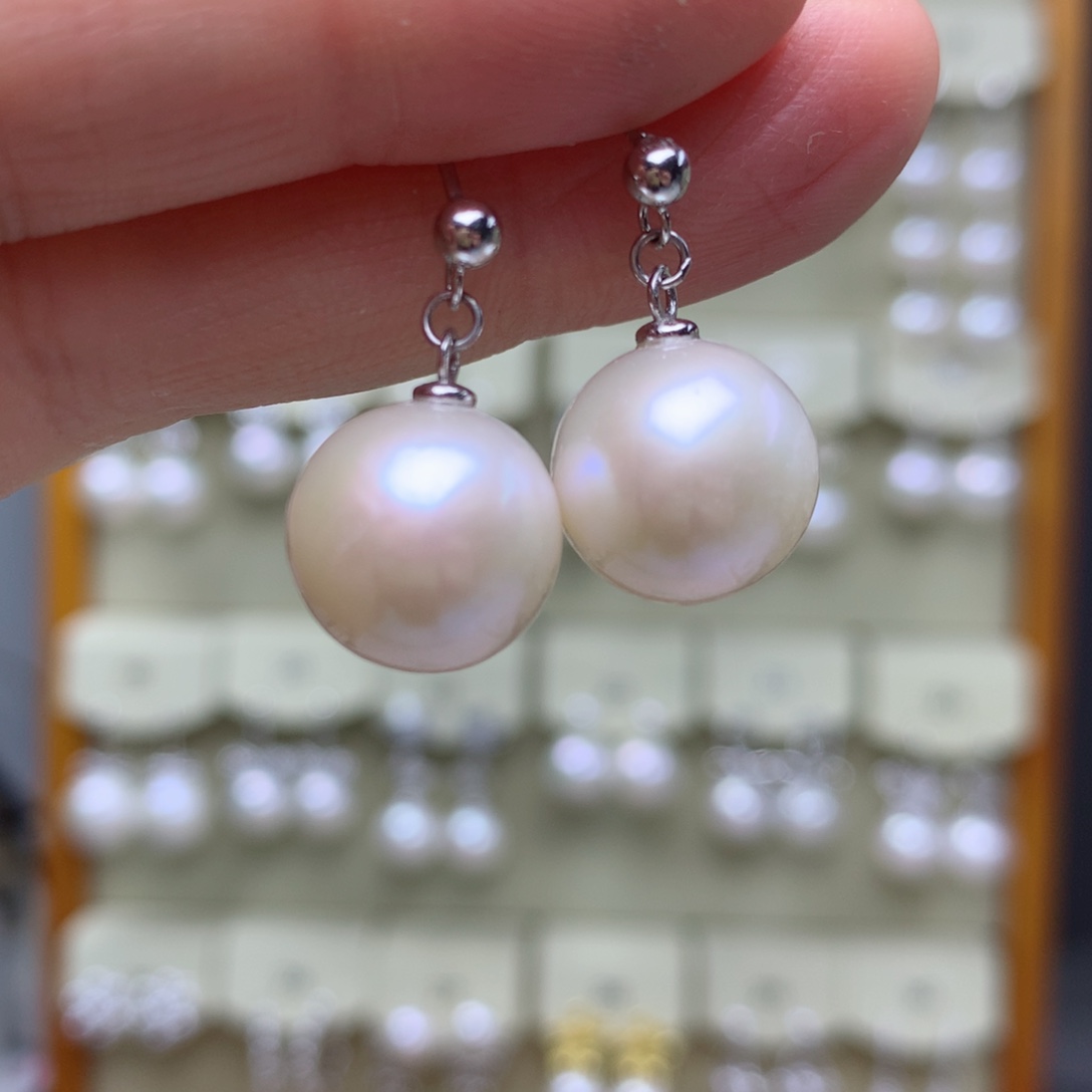 银S925镶嵌耳饰淡水珍珠7