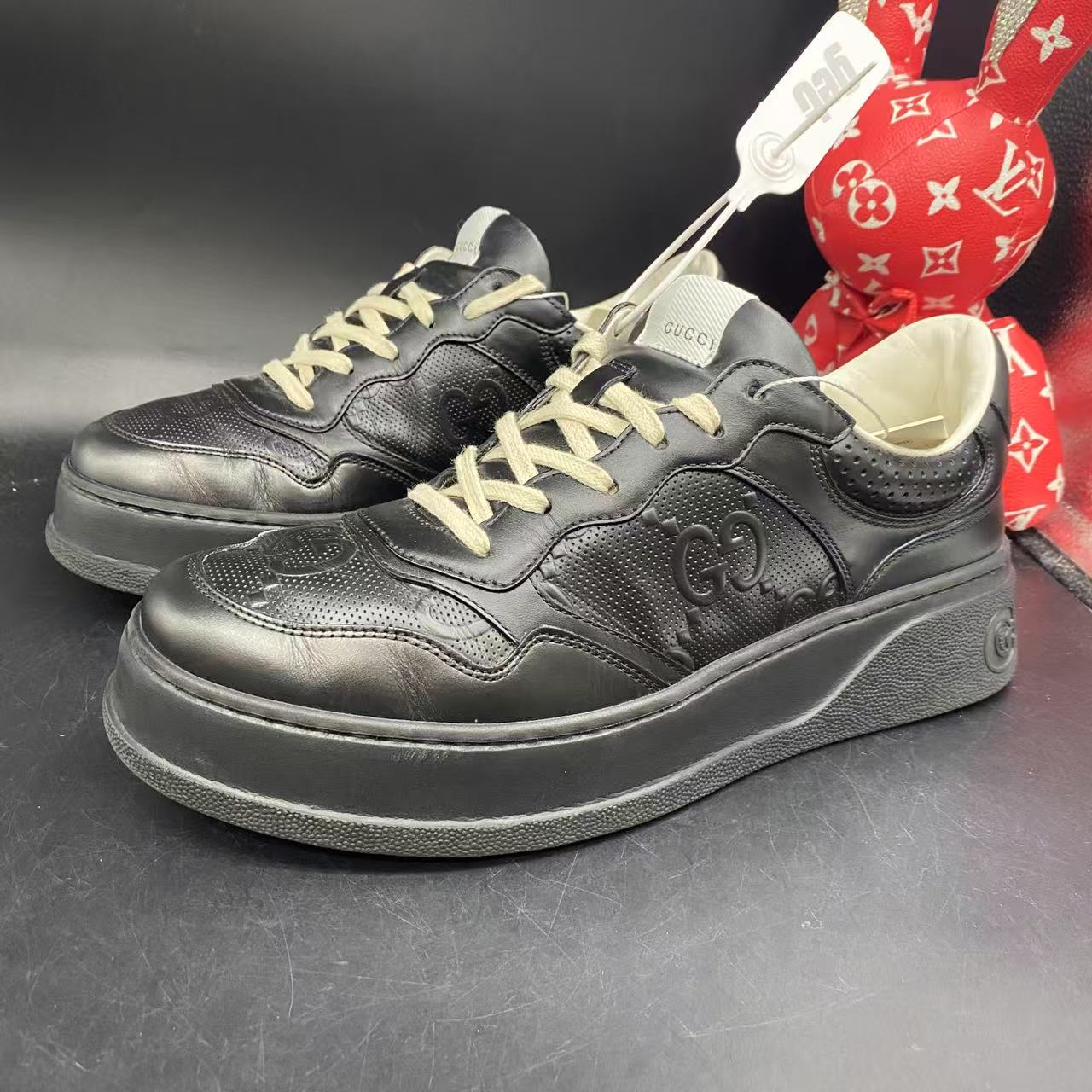 95新 GUCCI/古驰 黑色休闲时尚黑武士饼干鞋42欧码ddm2001