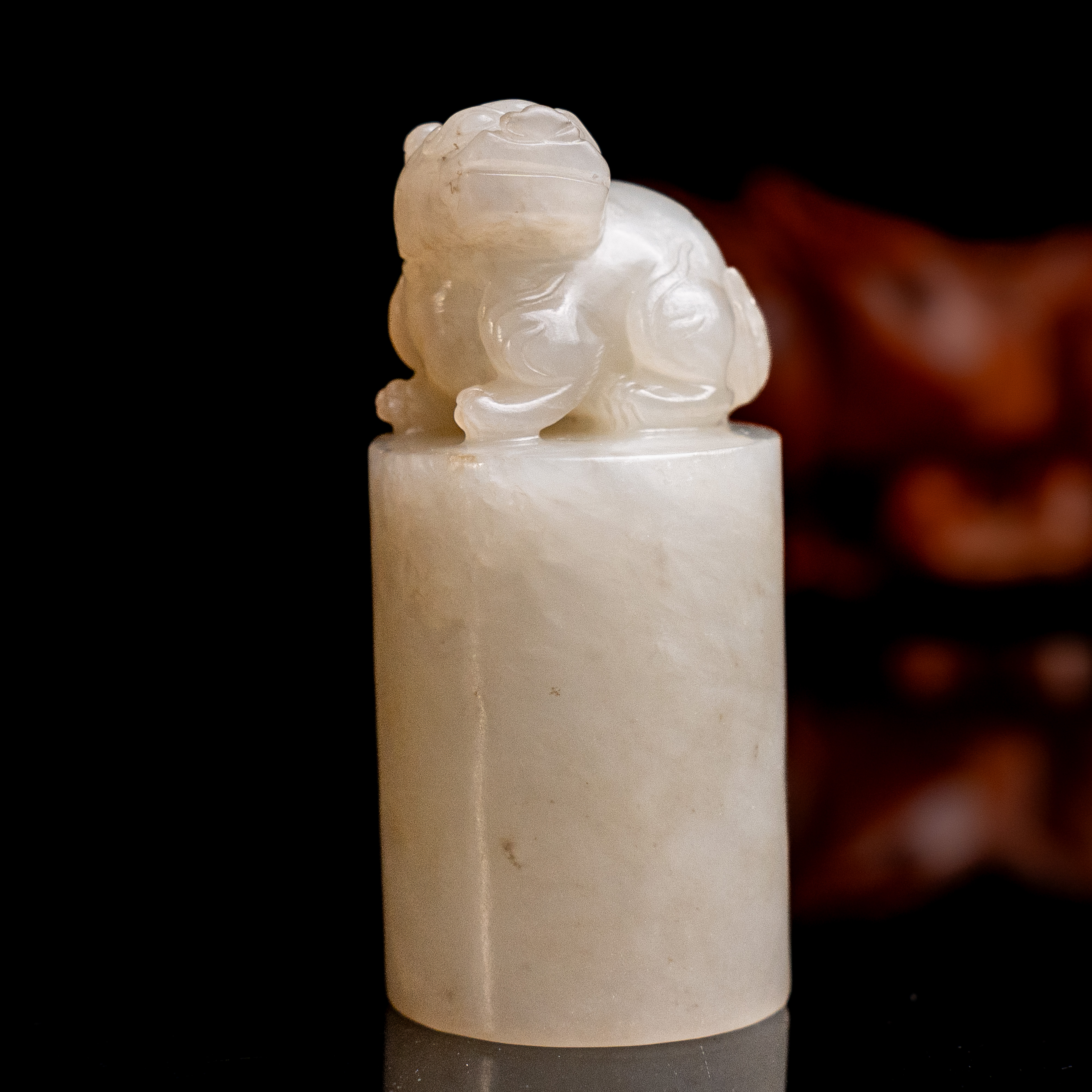 清代和田玉兽钮印章-LM