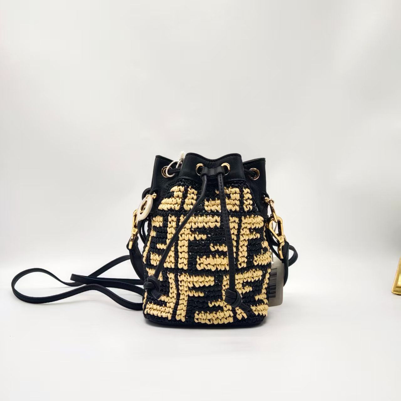 95新 FENDI/芬迪 芬迪包包/编制老花水桶包/斜跨/手提/OBB22051