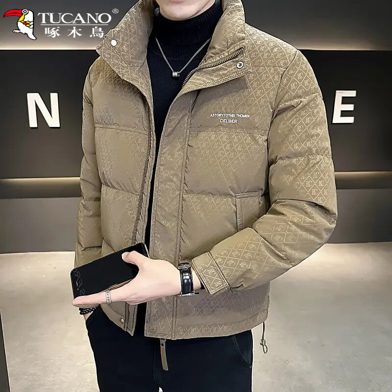 TUCANO/啄木鳥2025新款立领印花痞帅羽绒服男短款冬季加厚男士休
