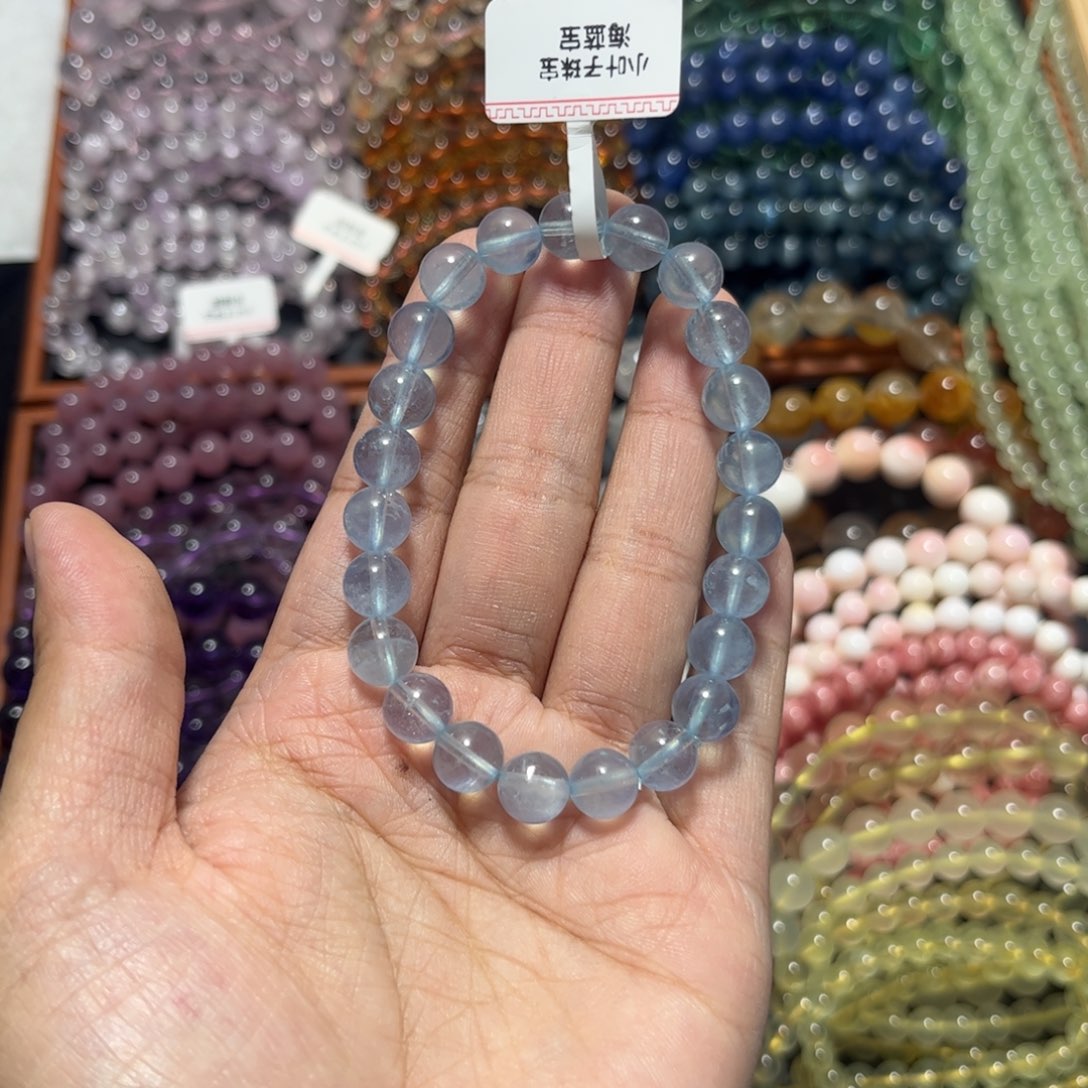 水晶手链未镶嵌忧**神8mm 海蓝宝 拍十单一条