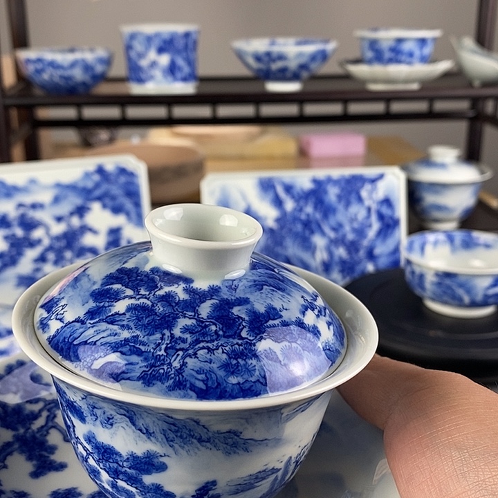 風****景德镇手工手绘青花山水
