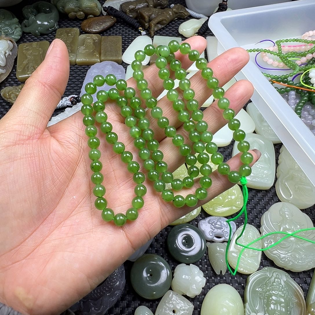 和田玉未镶嵌颈饰卡6多圈