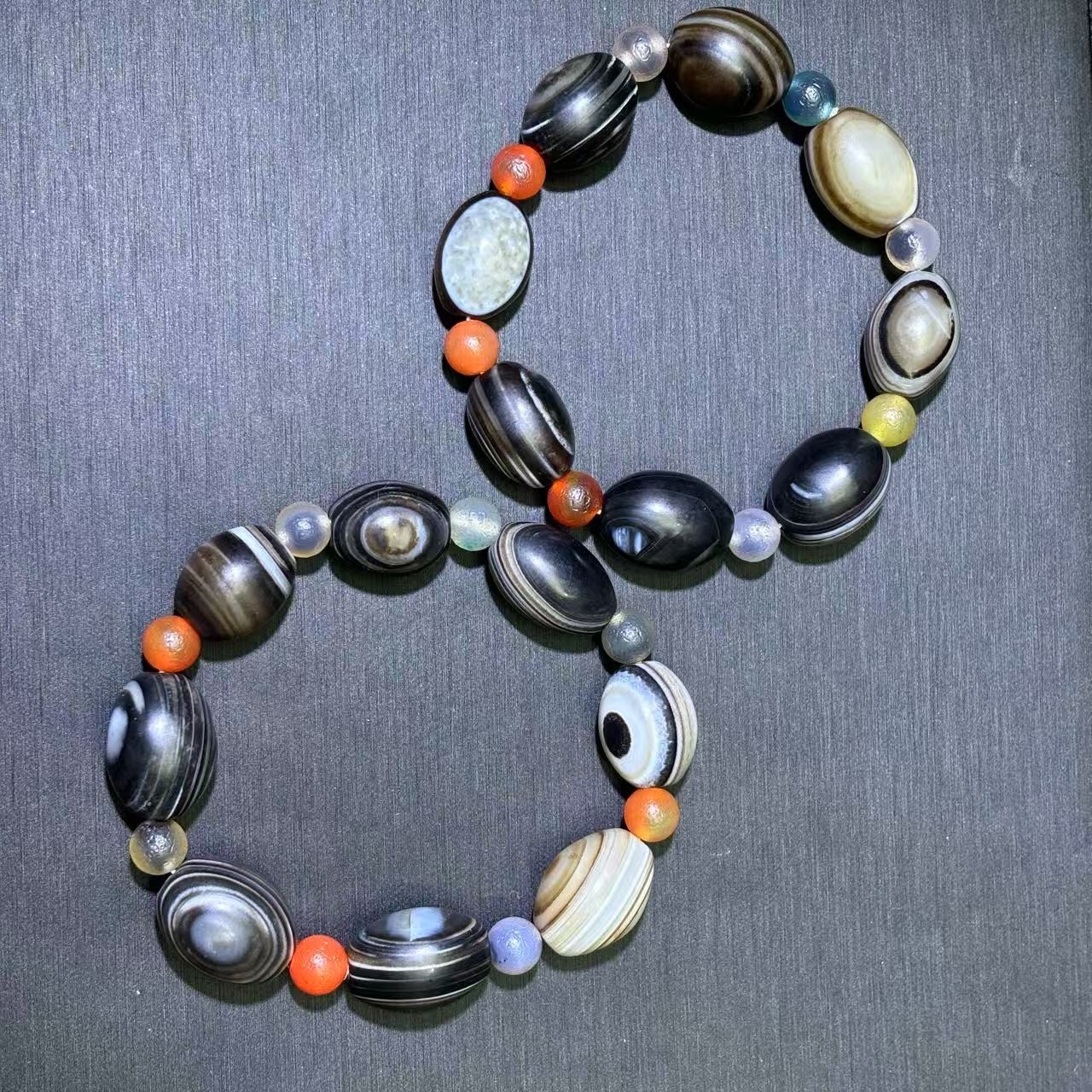 S8098（玉姐）龙蛋之石玛瑙玉多彩桶珠手串-多样性只发一件