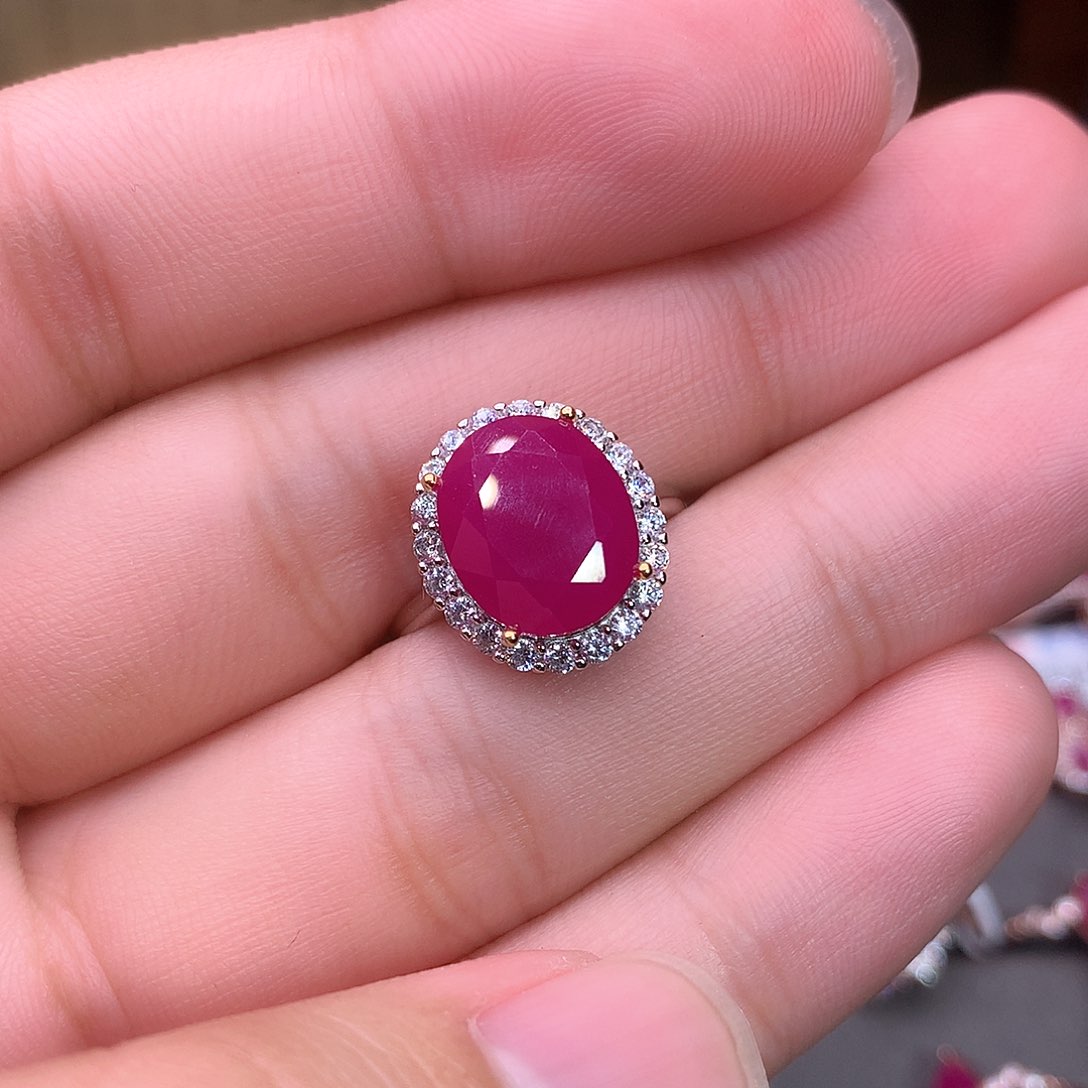 红宝石戒指银S925镶嵌