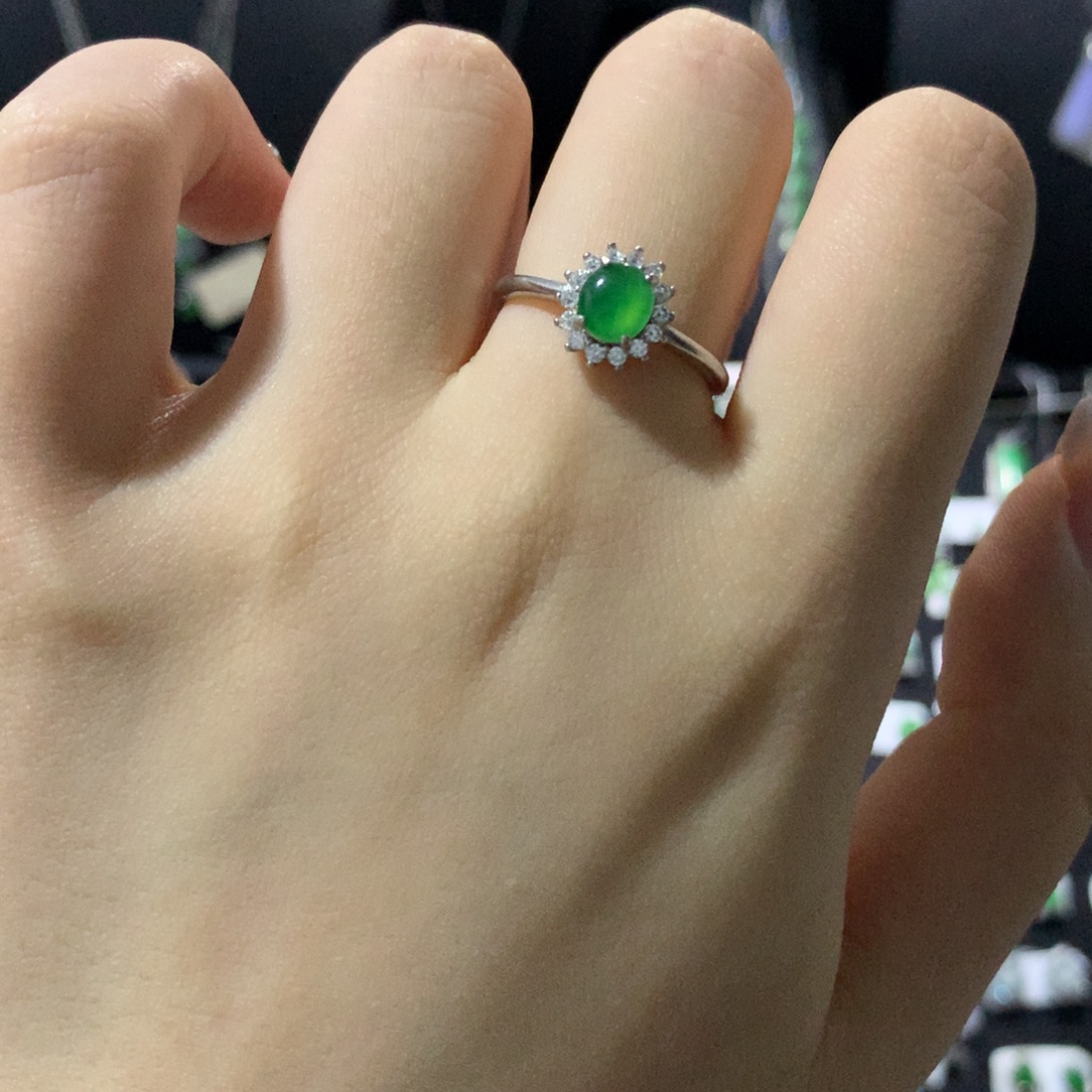 翡翠戒指银S925镶嵌