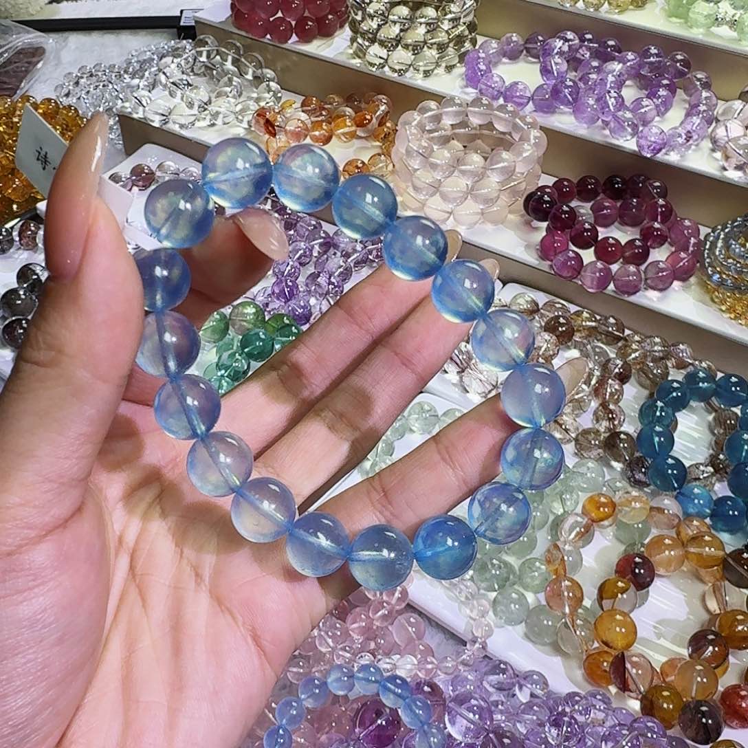 水晶手链未镶嵌v**i海蓝宝11.7