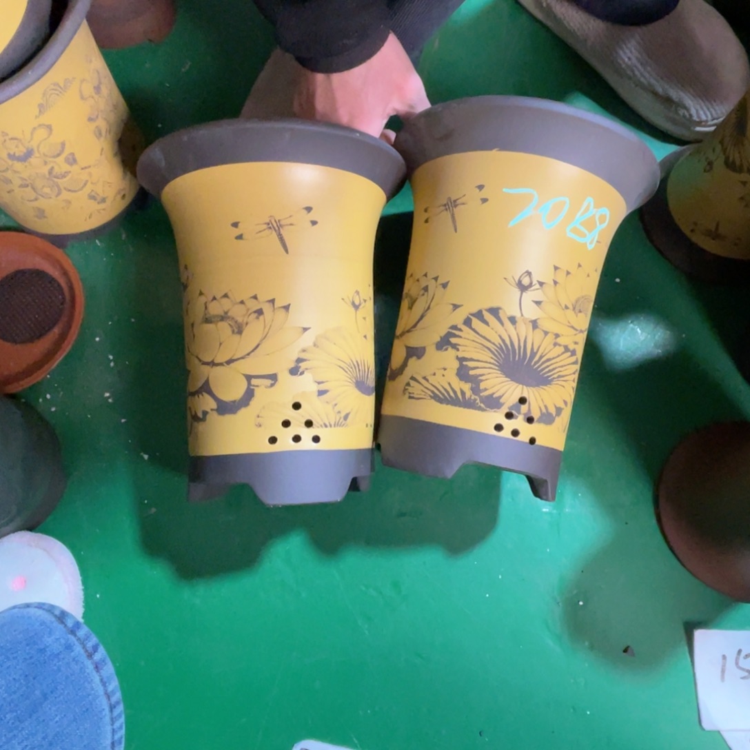 足***梅花盆紫砂微瑕大号