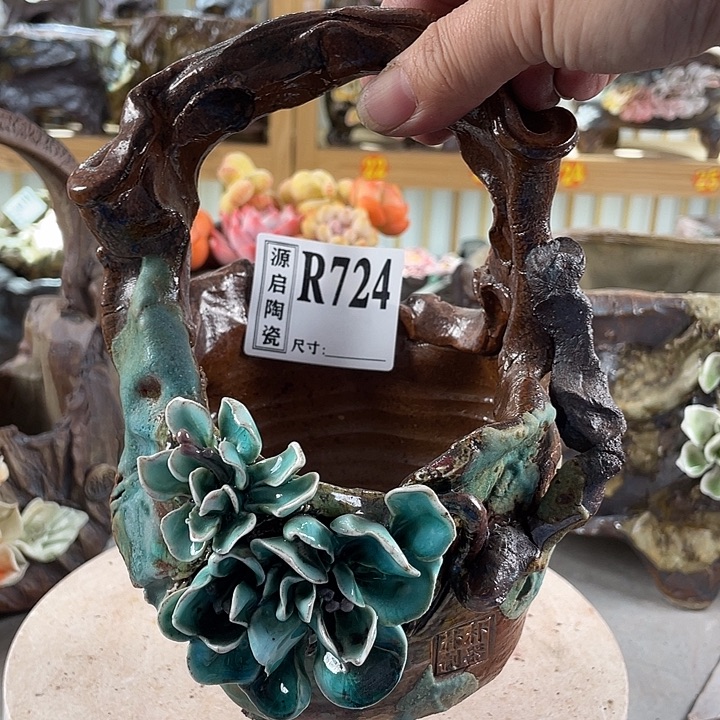 紫砂花盆景德镇陶瓷724