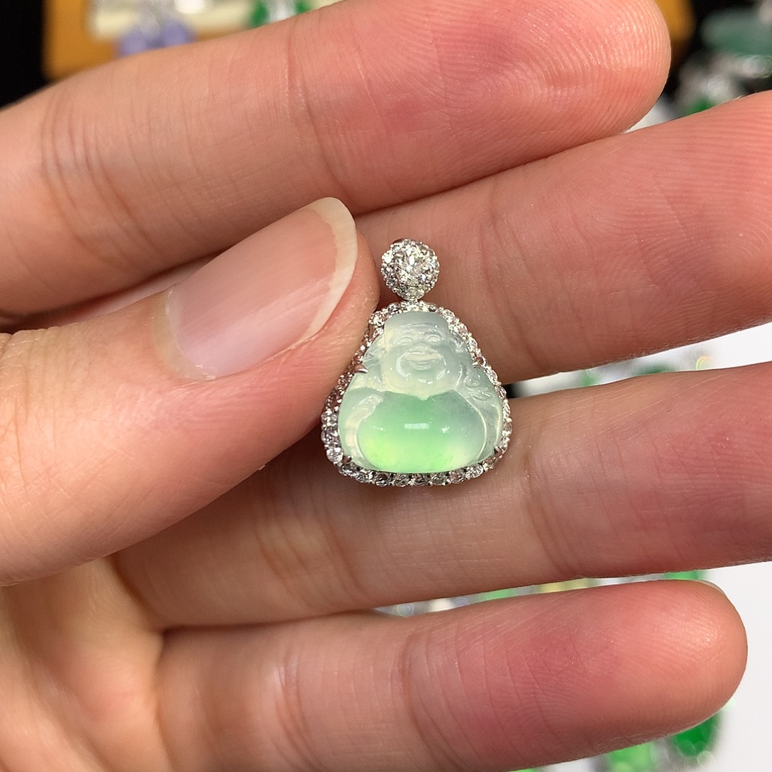 翡翠吊坠(不含链)18K金镶嵌