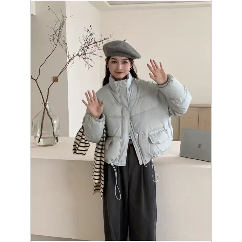 【EWSY 50526】短款立领厚款保暖玫粉短款韩版网红时尚轻薄