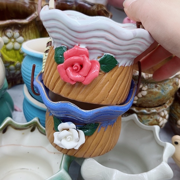 多肉绿植陶瓷花盆9.9包邮，有孔