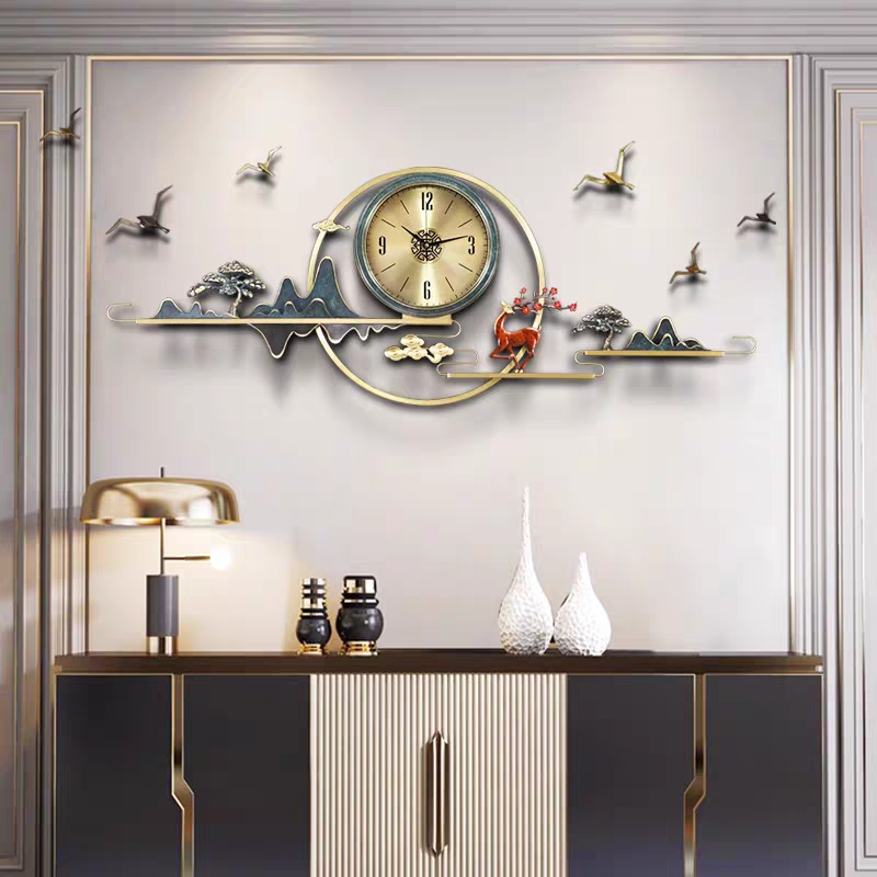 高端黄铜百搭挂钟客厅家用创意时尚中国风新中式大气挂墙静音钟表