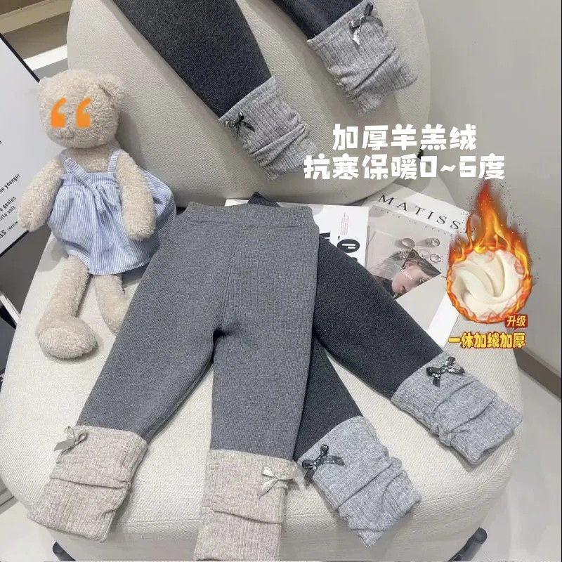 女童加绒打底裤百搭2024秋冬装新款小童宝宝弹力加厚保暖外穿长裤