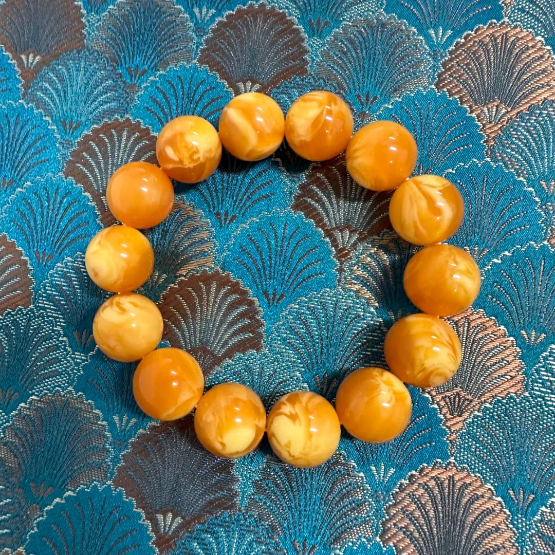 【器物炎灵 】bw黄色带白纹手串（不带礼盒）