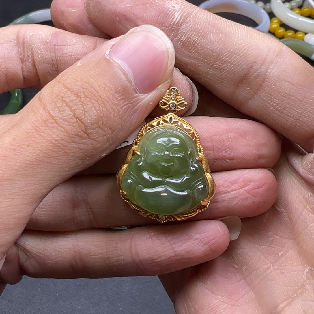 和田玉颈饰未镶嵌碧玉佛公多样性拍一发一