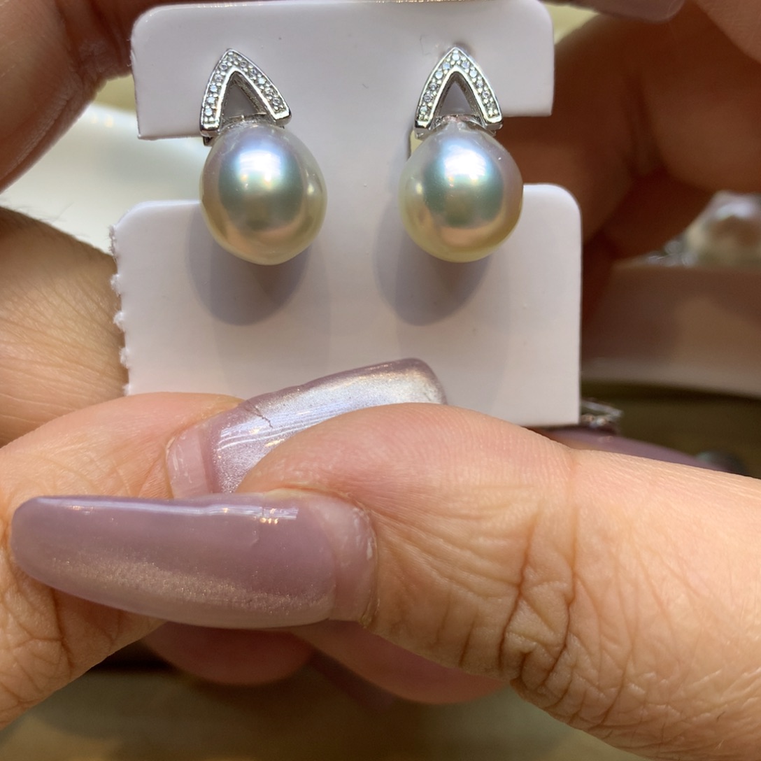 银S925镶嵌耳饰海水珍珠