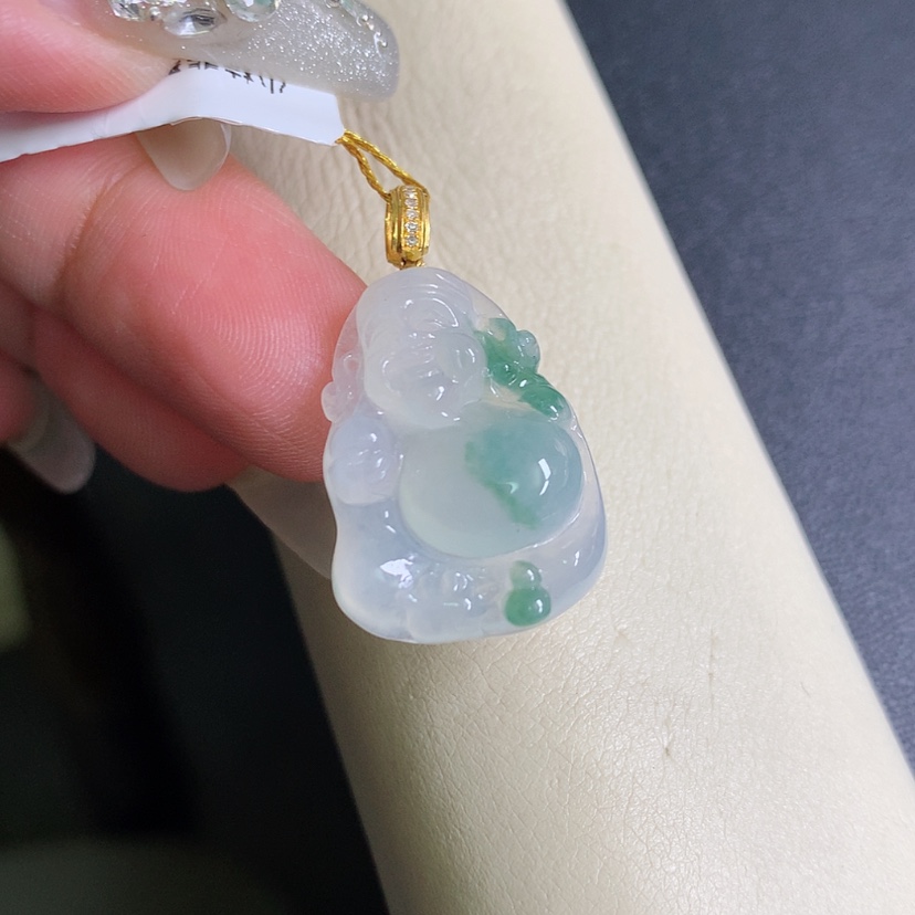 【闪购商品】翡翠颈饰18K金镶嵌财神