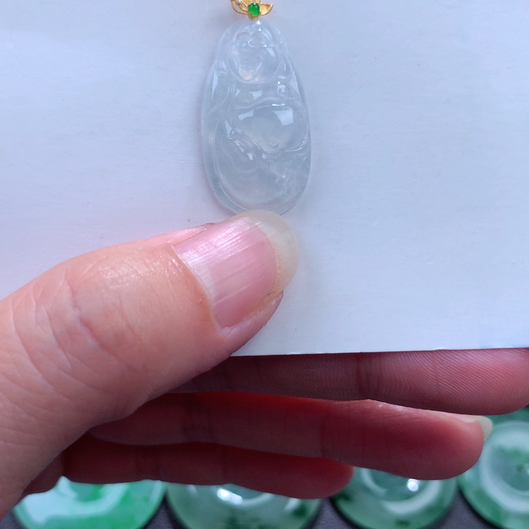 翡翠吊坠(不含链)18K金镶嵌