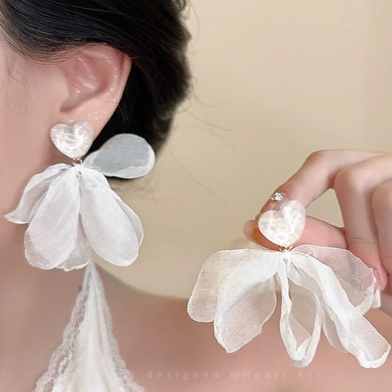 合金布艺耳饰 海边度假风耳环女仙气高级感甜美耳钉显瘦气质耳饰